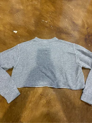 Brandy Melville Gray Cropped Crewneck Sweater thumbnail 3