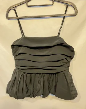 A New Day Women's Black Ruched Peplum Cami Top size Medium NWT thumbnail 1