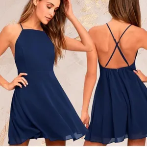Lulus ✨ Letter of Love Navy Blue Backless Skater Dress✨ thumbnail 2