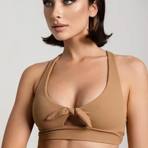 NWOT L*Space Tara ribbed bikini top camel thumbnail 1