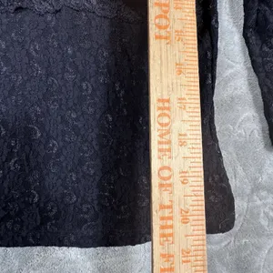 Banana Republic Black Lace Wrap Top Women Large Ribbon Waist Tie Victorian Whimsigoth Romantic thumbnail 5