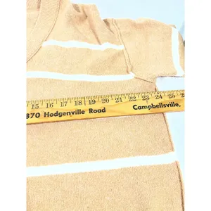 Aerie Oversized Sweater Women Sz M‎ Tan White Striped V Neck Relaxed Cozy Causal thumbnail 8