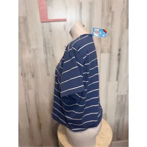 ALDI Gear Striped Crop T-Shirt Womens XL Extra Large Blue Retro NWT Camiseta thumbnail 5