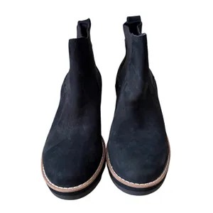 Eileen Fisher Black Nubuck Leather Wedge Chelsea Boots Lug Sole 5.5 NEW thumbnail 3
