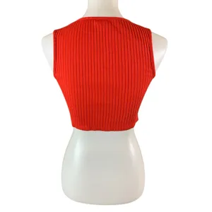 Urban Outfitters Red Ribbed Cropped Tank Top Small Y2K Stretch Knit Festival thumbnail 4