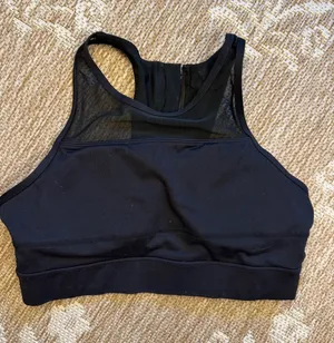 Zyia Black High-Neck Mesh-Panel Sports Bra thumbnail 1