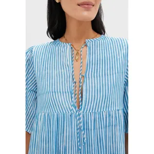 Emerson Fry India Collection Women‎ Isla Dress M/L Blue Stripe Organic Cotton thumbnail 9