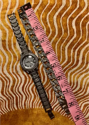 Woman’s Sparkling Silver Watch and Matching Bracelet thumbnail 5