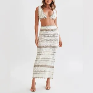 Meshki Jadia Contrast Crochet Set - Taupe/White thumbnail 2