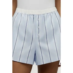 PETITE PLUME Women's Twill Sleep Shorts in Blue “Coastal Stripe” - Large - NWT thumbnail 7