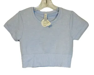 Offline By Aerie Crop Top Women's Size Small P Lined Light Blue Stretch Seamless thumbnail 1