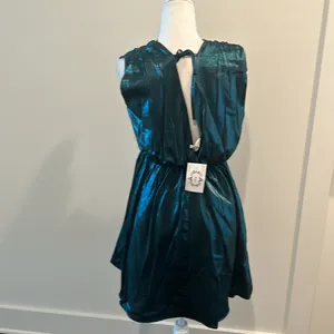 NWT Entro Bow Front Metallic Green Dress Sz M thumbnail 8