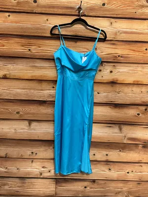 Steve Madden Size S Blue Drape Front Corset Satin Slip Dress thumbnail 4