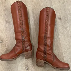 Frye Vintage Braided Sabrina Amber Brown Knee High Tall Boot Women's size 6 thumbnail 3