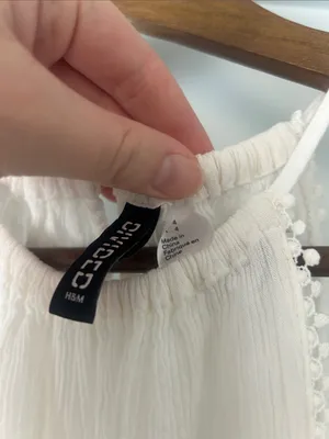 H&M Cream Textured High-Neck Camisole with Pom Trim thumbnail 2