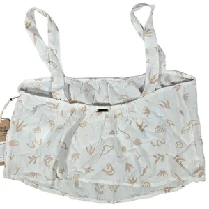 Billabong Womens White Abstract Floral Print Crop Top Tank‎ S Cotton Linen thumbnail 2