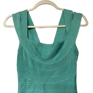 HERVE LEGER Seafoam Turquoise Bardot Blue Bandage Mini Dress thumbnail 5