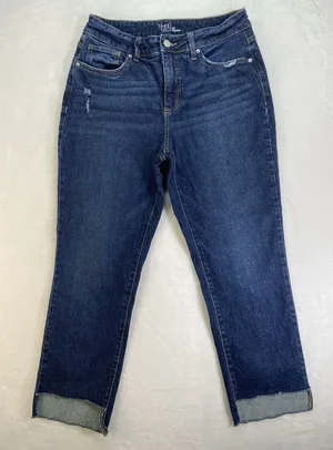 Time and Tru‎ High Rise straight leg crop Jeans Women's sz 10 shark bite Hem thumbnail 1