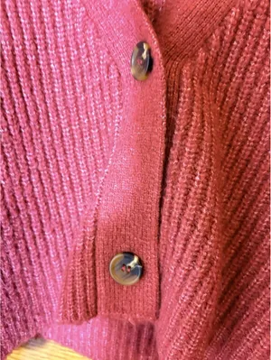 Forever 21 Cropped Knot Cardigan Women’sLarge Rust Red Button Front Cozy Sweater thumbnail 9