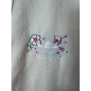 Adidas Cardigan Women Small Cream Floral Terry Cloth Sporty Athleisure street thumbnail 5