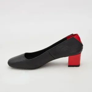 Jaggar Split Square Toe Leather Pump Black with Red Casual Everyday Size 6 thumbnail 6