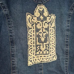 Keren Hart‎ Denim Blazer Lace Jacket Women's Medium Y2K Vintage 80s Cottagecore thumbnail 4