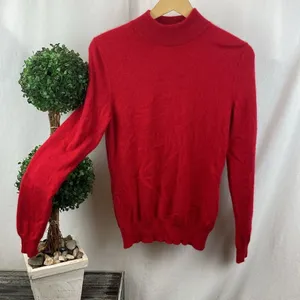 Prive 100% Cashmere Red Long Sleeve Mock Turtleneck Sweater L thumbnail 2