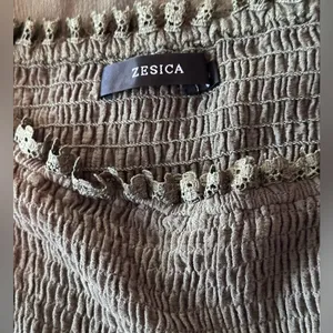 Zesica Green Rayon Strapless Smocked Maxi Dress Crochet Lace Tiered Boho Summer thumbnail 2