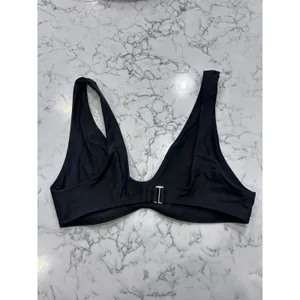 NWOT Quince Black Italian Plunge Bikini Top Size Large thumbnail 4