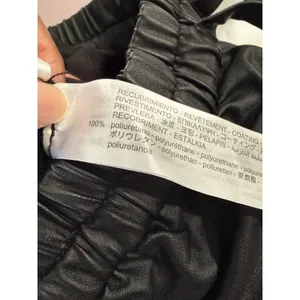 ZARA Faux Leather Drawstring Wide Leg Pants‎ Black XS thumbnail 6