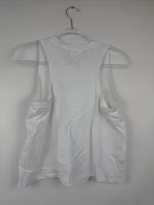 Laslulu White Crop Tops Sleeveless Workout Tank Top Racerback Cropped Flowy M thumbnail 5