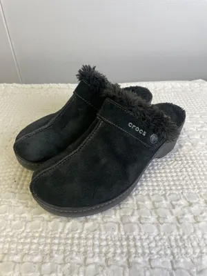 Crocs Womens Black Suede Shoes Slide on Clogs Size 9 SKU 2483 thumbnail 4