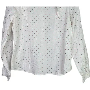 J.Crew Cotton Poplin Ruffle Heart Print Button Down LongSleeve Shirt M White Red thumbnail 6