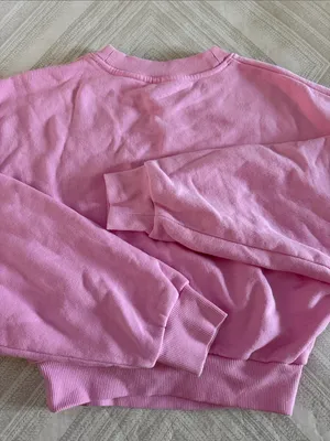 Alo Yoga Accolade Crewneck Cropped French Terry Sweatshirt Pink XS thumbnail 6
