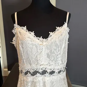 White Floral Lace Mermaid BodyCon Party Dress Sheer RuffleHem Size USXL (tag3XL) thumbnail 3