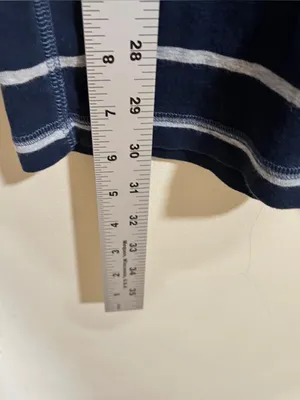 Hollister Co. navy blue and gray striped 3/4-sleeve V-neck babydoll top large thumbnail 2