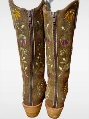 Agave Sky Vaquera Holly Suede Floral Embroidered Cowgirl Western Boots Size 6 thumbnail 6