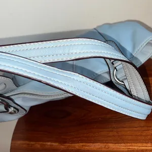 Tignanello rare Blue Leather Shoulder Bag multi striped interior thumbnail 7