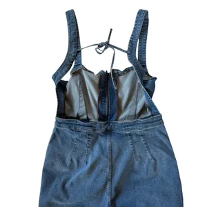 Free People We The Free CRVY Blue Denim backless jumpsuit Size 16 thumbnail 6