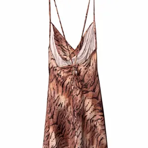 Pull&Bear Brown & Cream Animal-Print Satin Cowl Mini Dress thumbnail 4