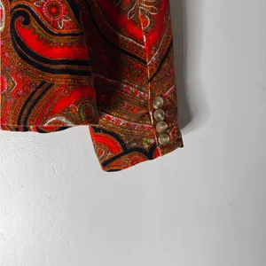 Isaac Mizrahi For Target Red Paisley Corduroy Blazer Jacket Women’s Size‎ M Boho thumbnail 6