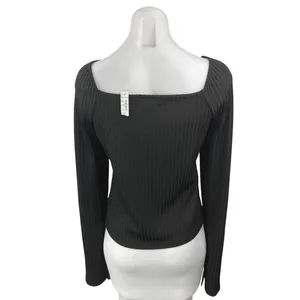 NEW Madewell Ottoman Black Ribbed Knit Square Neck Sweater Top Size XL thumbnail 6