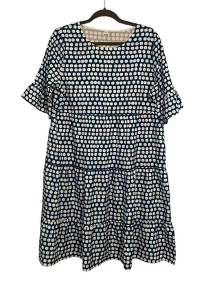 New Blue and White Polka Dot Tiered Dress XL thumbnail 1