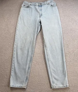 Vintage 90s Levis 550 Relaxed Fit Tapered Leg Jeans USA Made Light Wash Women 33 thumbnail 1