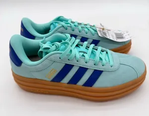 Adidas VL Court 3.0 Bold Platform Aqua Blue Suede Skate Trainer Low Sneakers 7.5 thumbnail 1