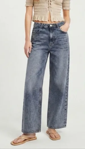 NWT Jason Wu Faded Raw Denim Wide Leg Lyocell Pants Jeans Blue Size 2 thumbnail 1