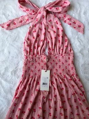 NWT Loveshackfancy Aisling Halter Cotton Mini Ruffle Dress thumbnail 9