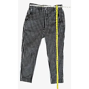 Hollister Pants Womens Size M Black White Plaid Elastic Waist Pockets preppy thumbnail 3