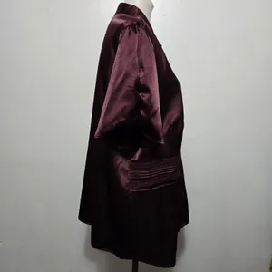 APT 9 Burgundy Satin Lace Detail Short Sleeve Blouse Size 2X Romantic Fairy thumbnail 4