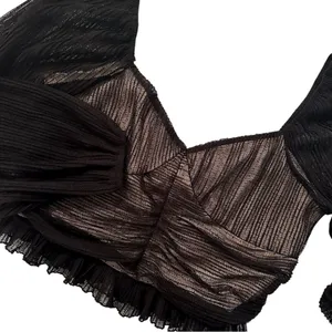 Meraki Illusion‎ Ruched Crop Top Womens XL Black Whimsigoth Goth Dark Romance thumbnail 3